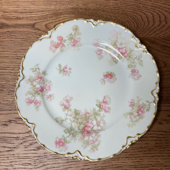 Antique Other - 4 Antique Haviland Limoges Luncheon Plates with Pink Apple Blossoms